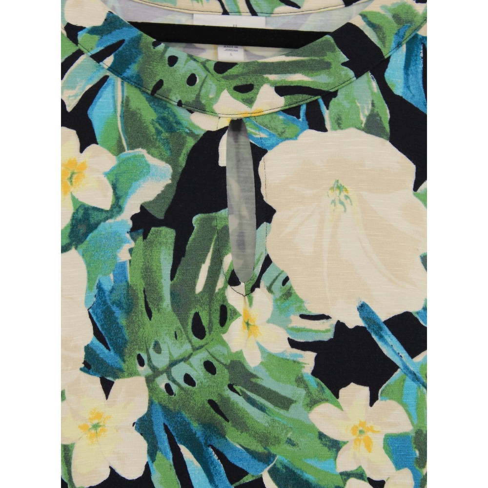 J. Jill Halter Maxi Dress Size L Sleeveless Tropical Floral Pockets Stretchy - Picture 7 of 14